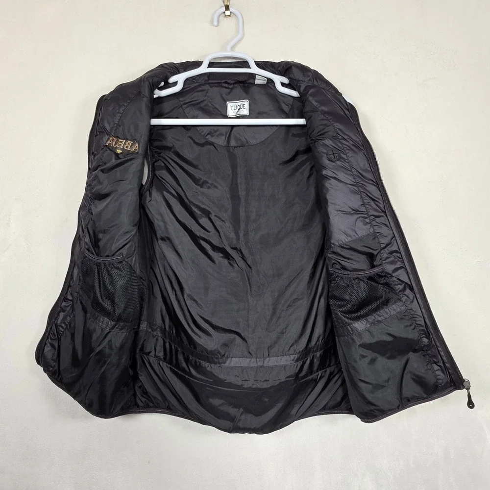 Clique Puffer Vest Women's L Black Quilted ABEJA Embroidered Gorpcore